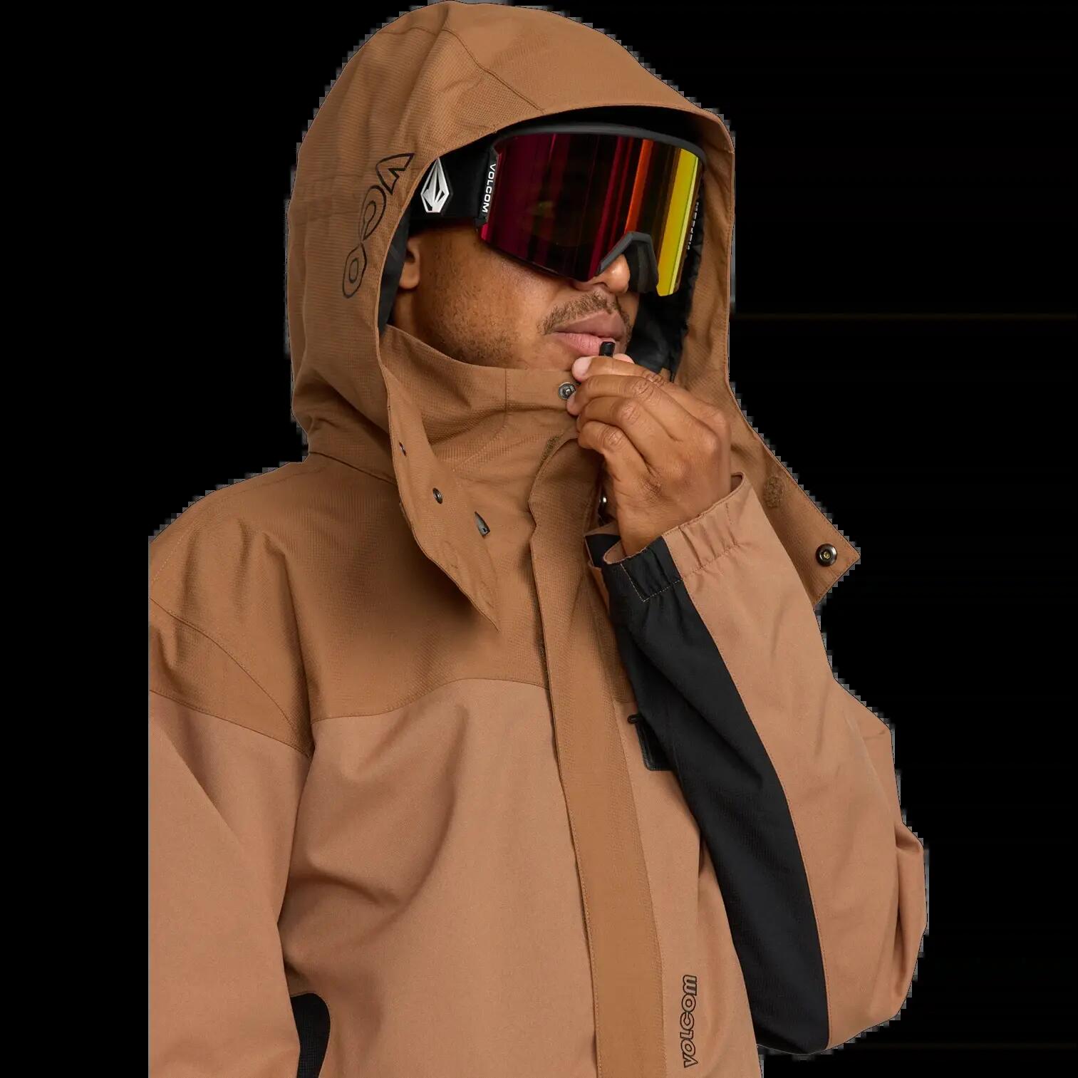 Casaco com capuz de snowboard Volcom Kleveland Marrón Terra 5/8
