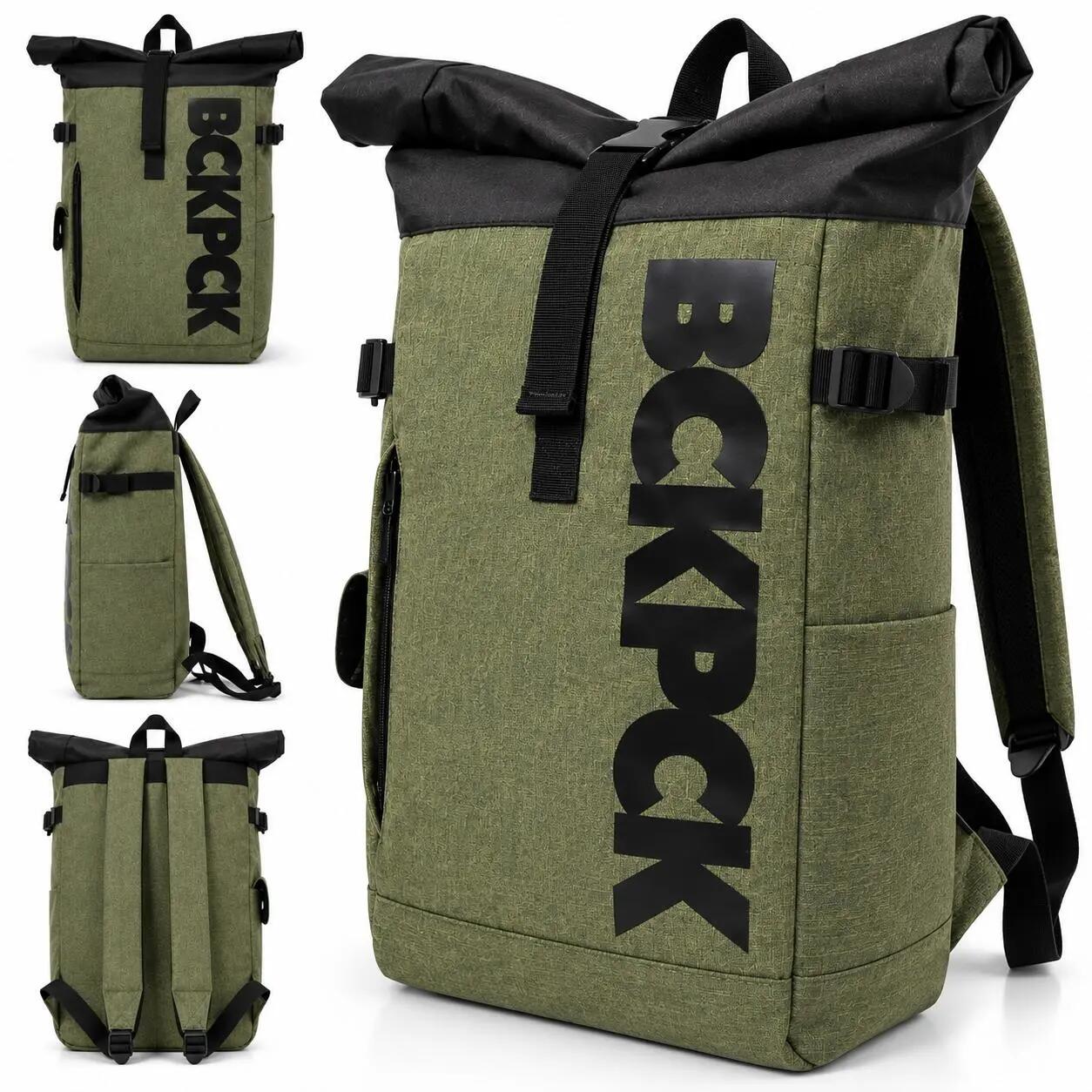 Plecak NORLÄNDER BCKPCK Rolltop 36L na Laptop 15,6” Wodoodporny Zielony/Czarny 1/7