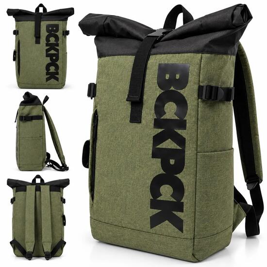 Plecak NORLÄNDER BCKPCK Rolltop 36L na Laptop 15,6” Wodoodporny Zielony/Czarny