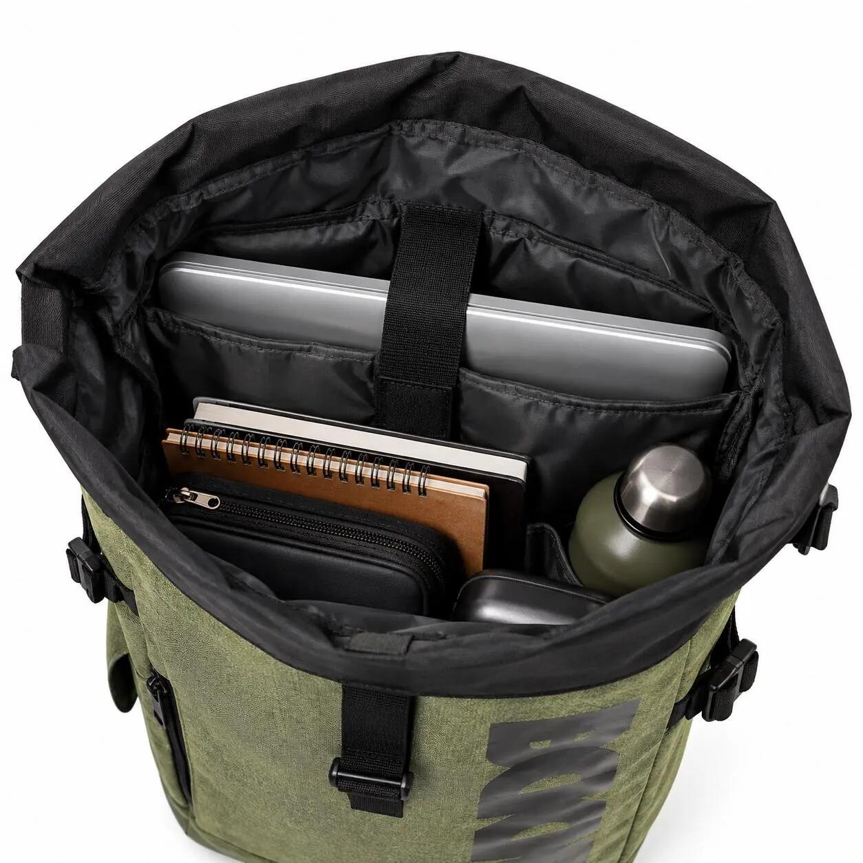 Plecak NORLÄNDER BCKPCK Rolltop 36L na Laptop 15,6” Wodoodporny Zielony/Czarny 4/7