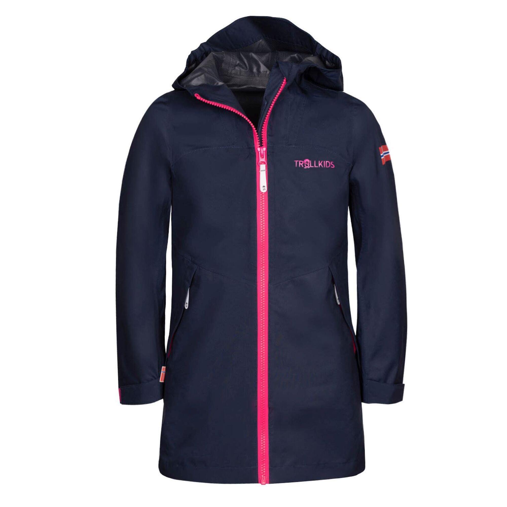 Lillehammer raincoat for girls navy blue/magenta