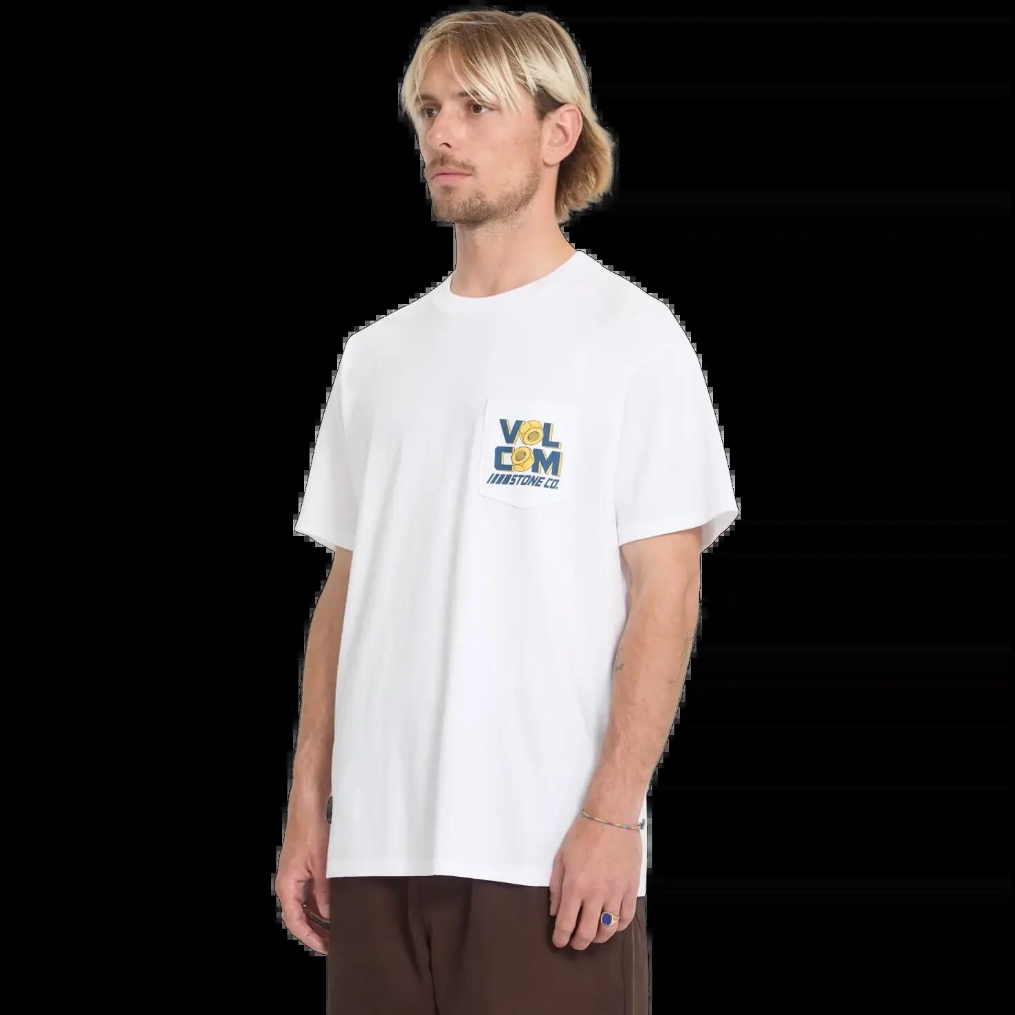 T-shirt Volcom PARTED OUT POCKET SST Blanc 3/6