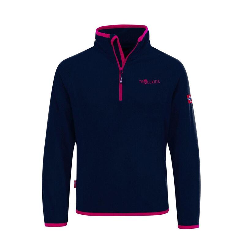 Kinder Fleece-Pullover Nordland Dunkelblau / Magenta