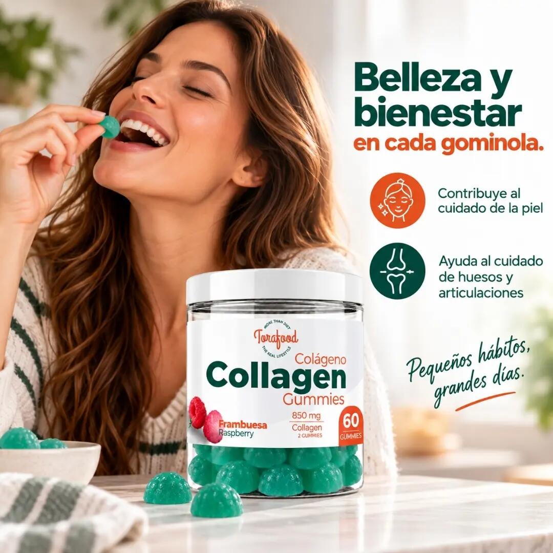 Gummies Colageno 60 Gominolas Sabor Frambuesa Torafood 2/3