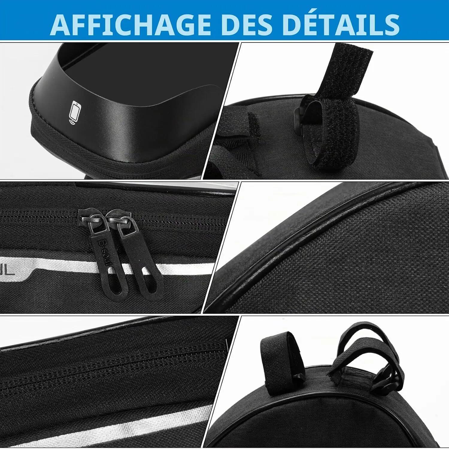 Sacoche de cadre de vélo, support de téléphone avec écran tactile et pare-soleil 6/7