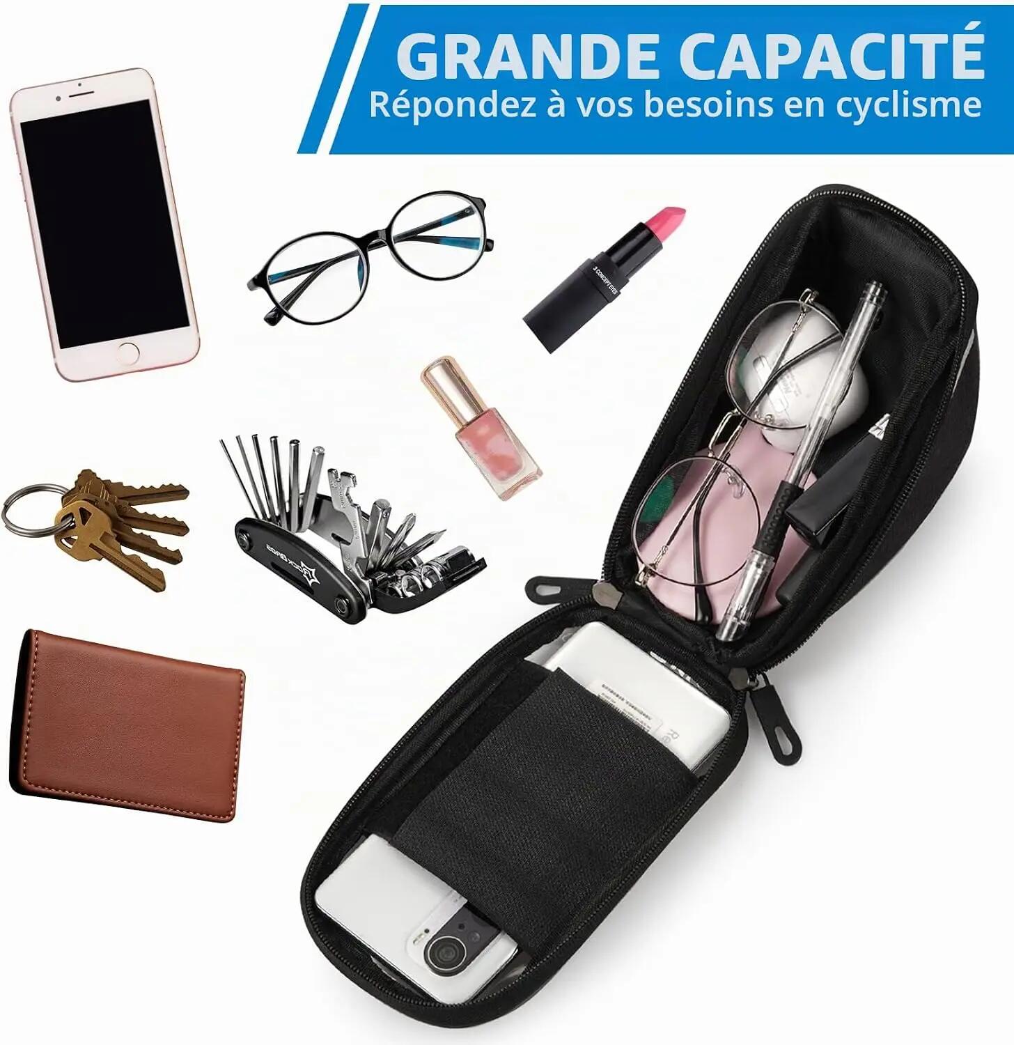 Sacoche de cadre de vélo, support de téléphone avec écran tactile et pare-soleil 5/7