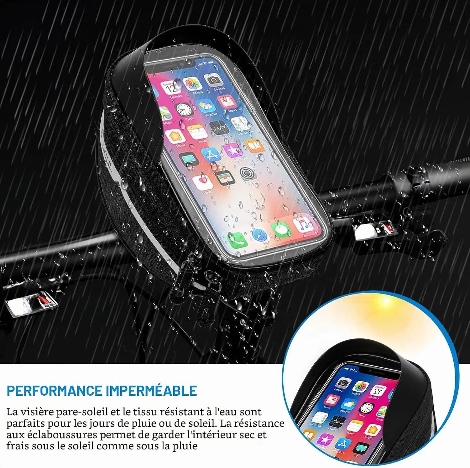 Sacoche de cadre de vélo, support de téléphone avec écran tactile et pare-soleil 2/7