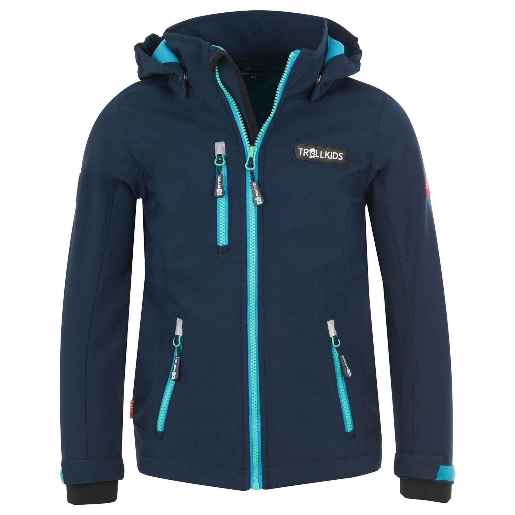 TROLLKIDS Kinder Jacke Preikestolen Wasserabweisend Marineblau / Türkis / Mint