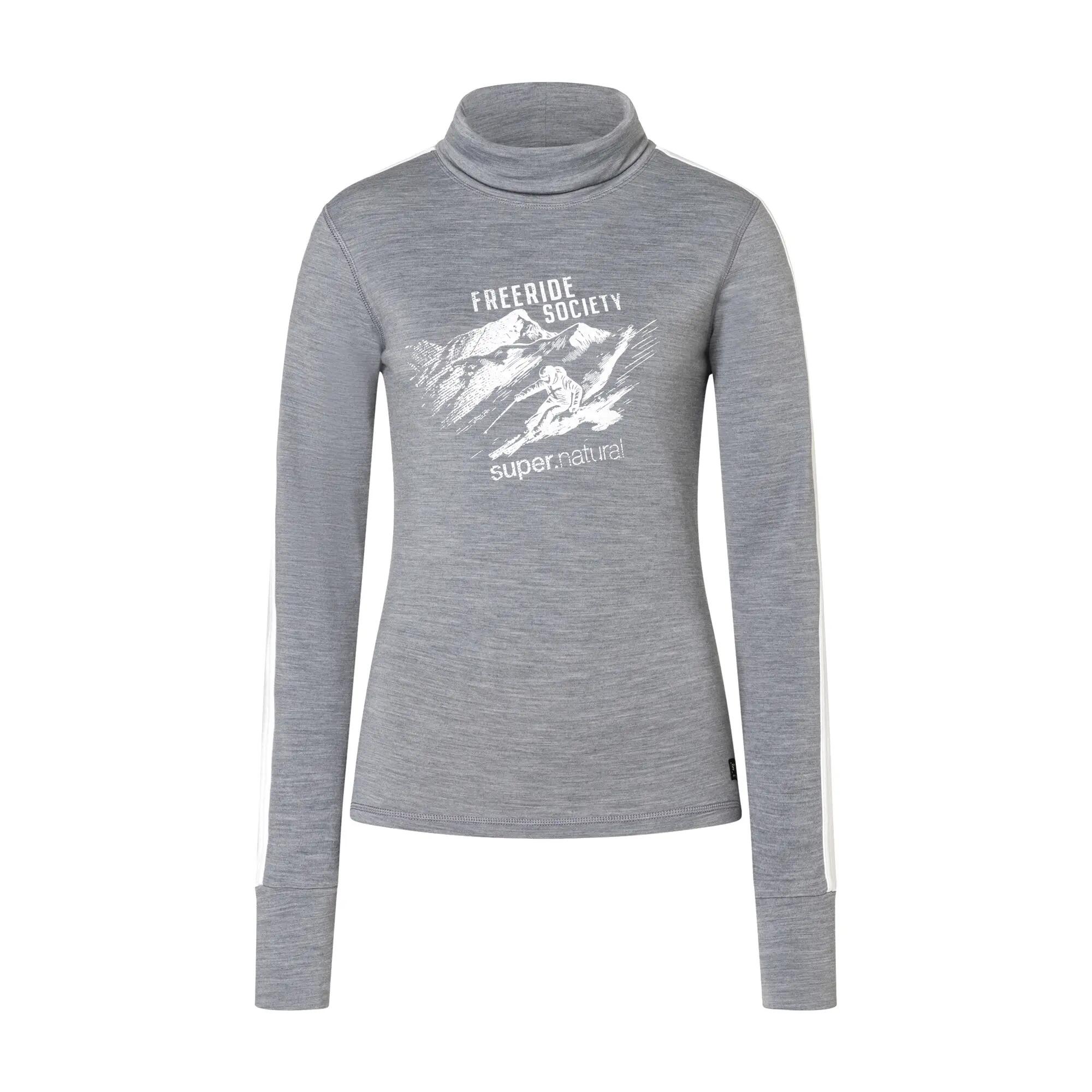 Sweter damski Super.Natural Freeride Roll Neck cashmere grey melange / f. white 6/6