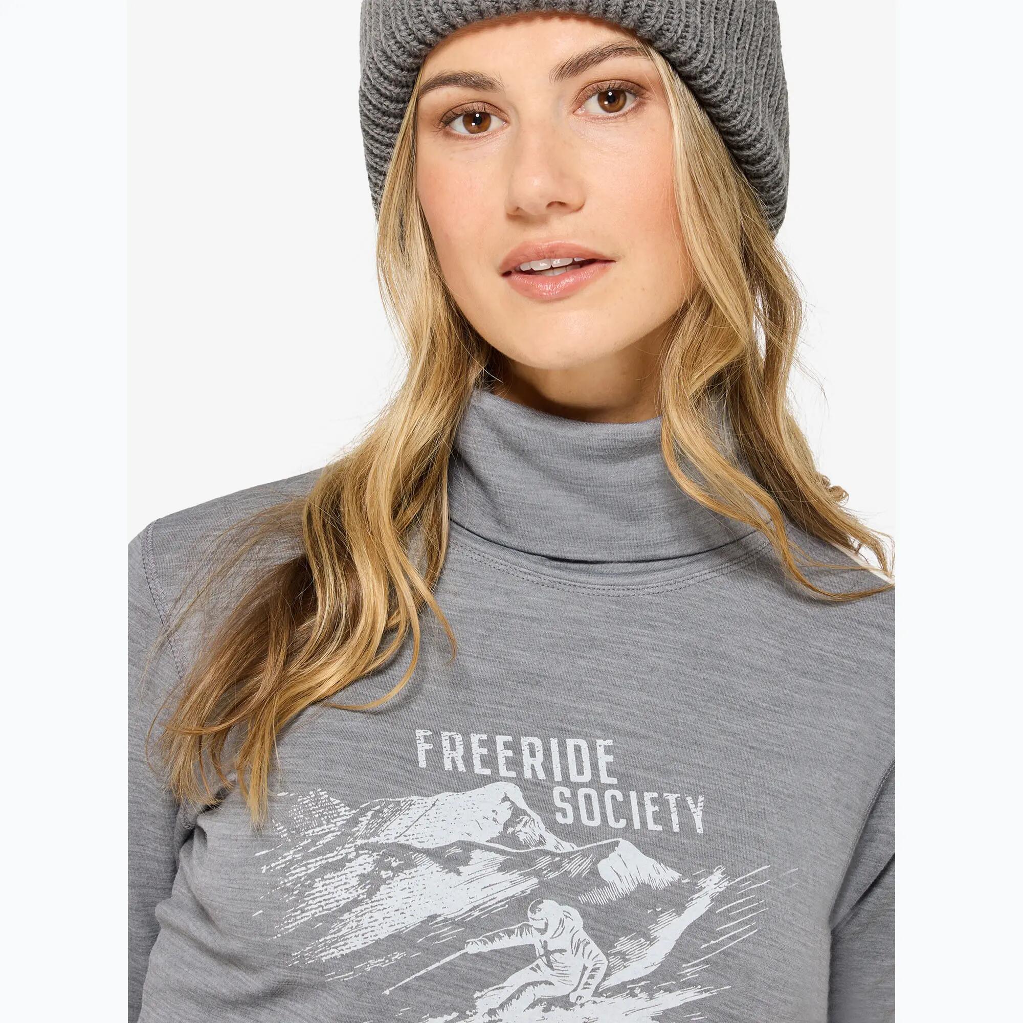 Sweter damski Super.Natural Freeride Roll Neck cashmere grey melange / f. white 3/6