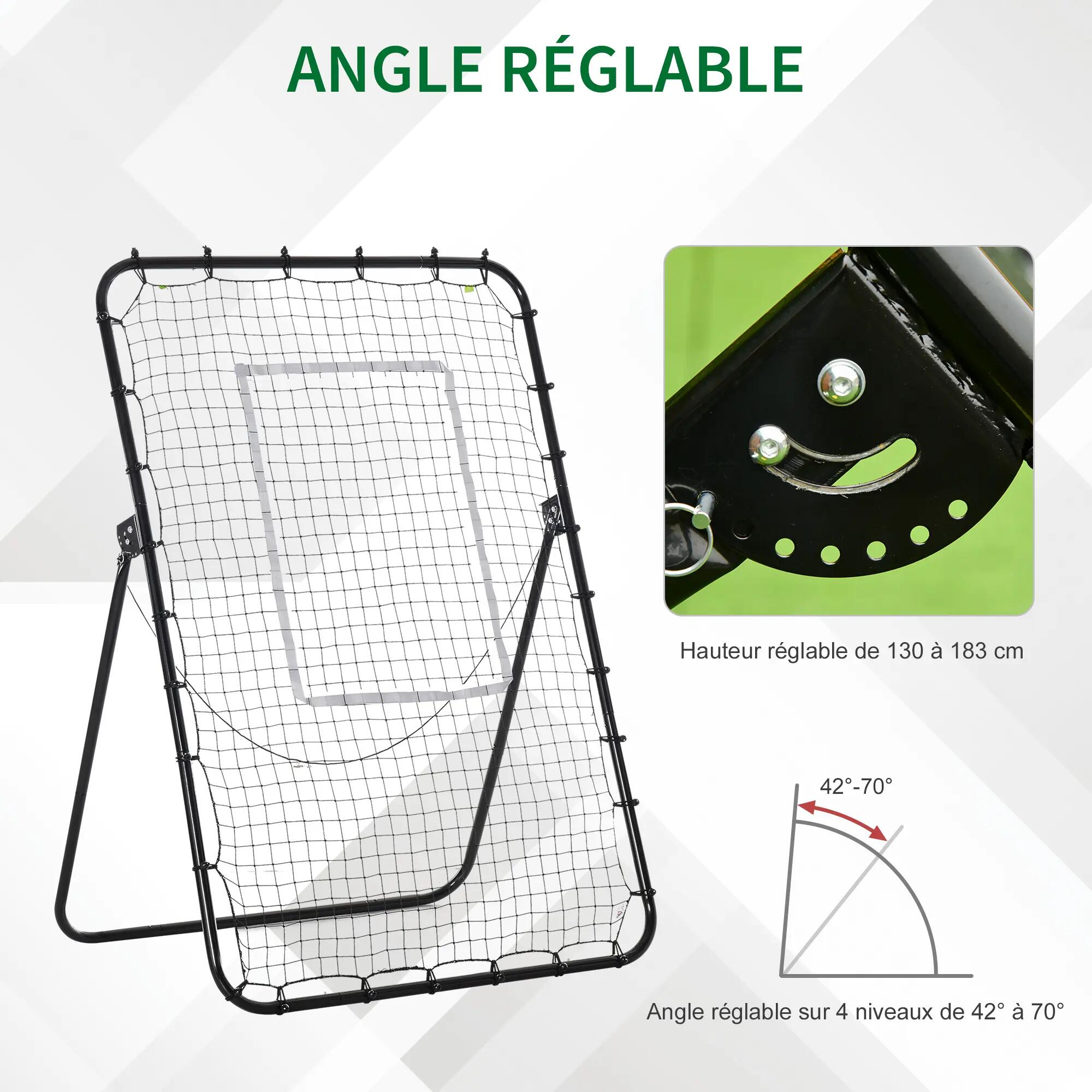 Filet de rebond de football ajustable hauteur angle réglables rebondeur pour 7/9