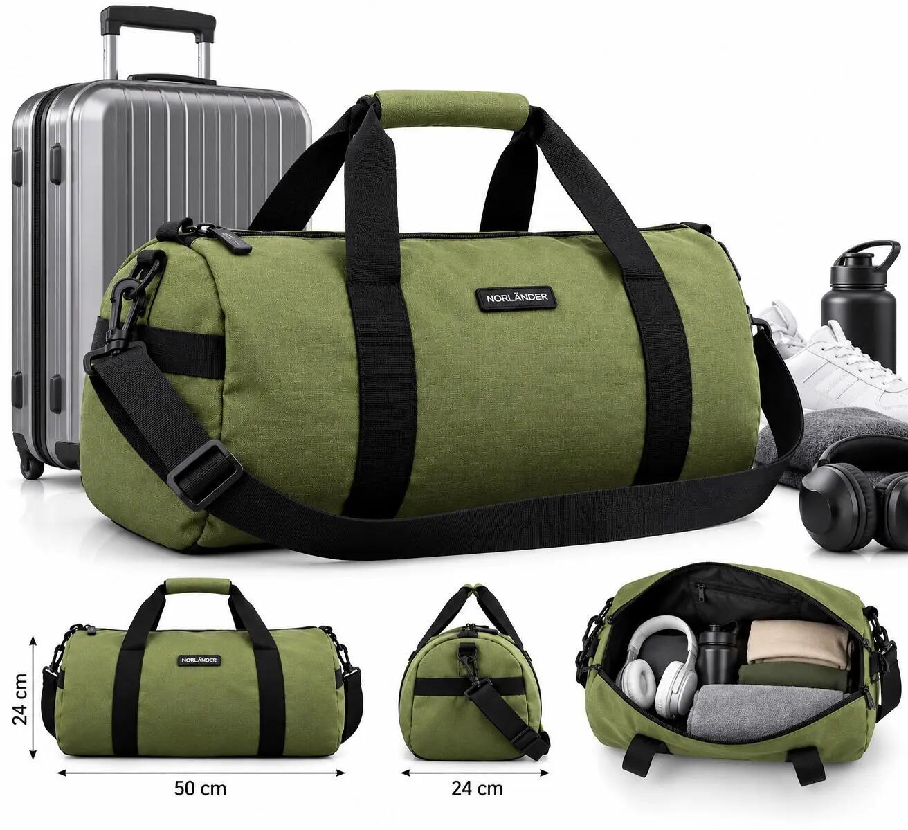 NORLÄNDER Outdoor Duffel Bag 27L Torba Sportowa Podróżna Weekendowa Zielona 7/7