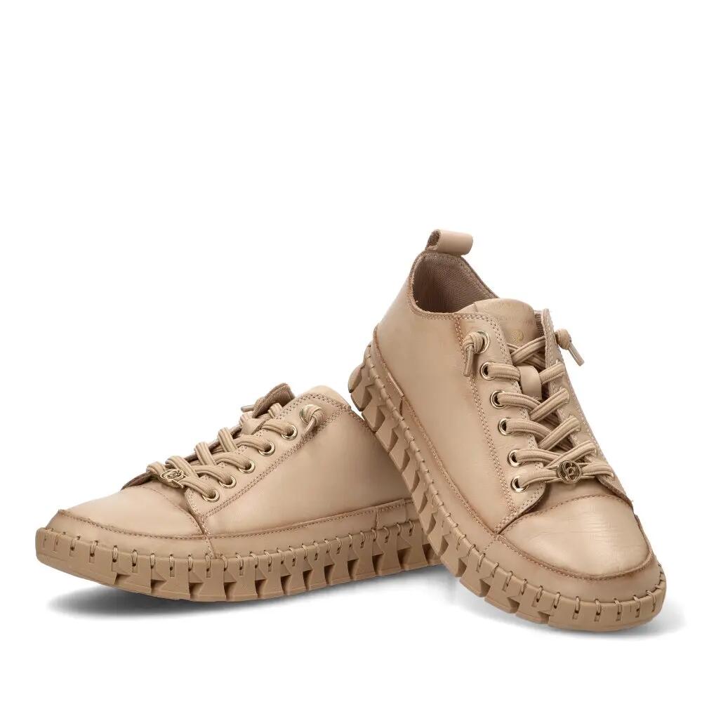 Deportivas Cómodas Mujer Suela Plana - Modelo 162531 Beige 5/6