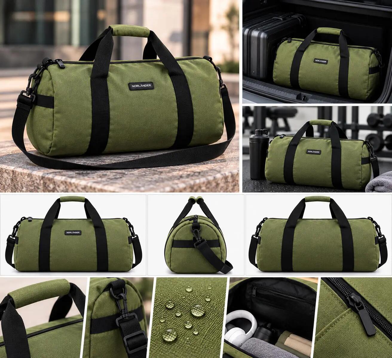 NORLÄNDER Outdoor Duffel Bag 27L Torba Sportowa Podróżna Weekendowa Zielona 6/7