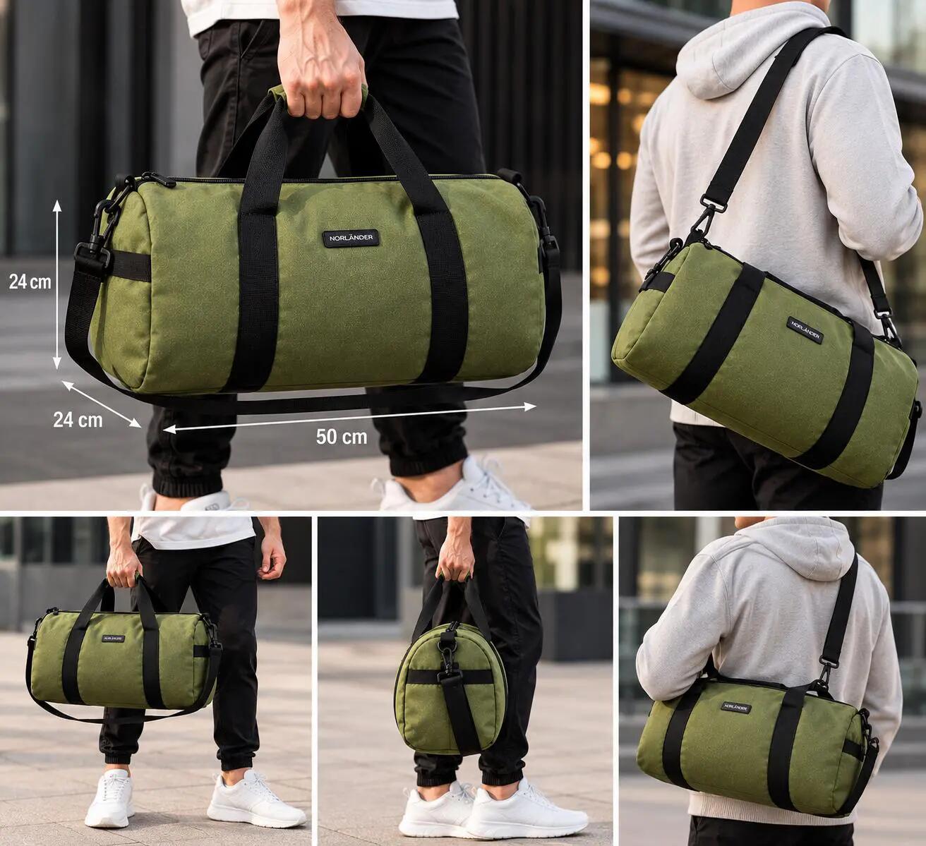 NORLÄNDER Outdoor Duffel Bag 27L Torba Sportowa Podróżna Weekendowa Zielona 5/7