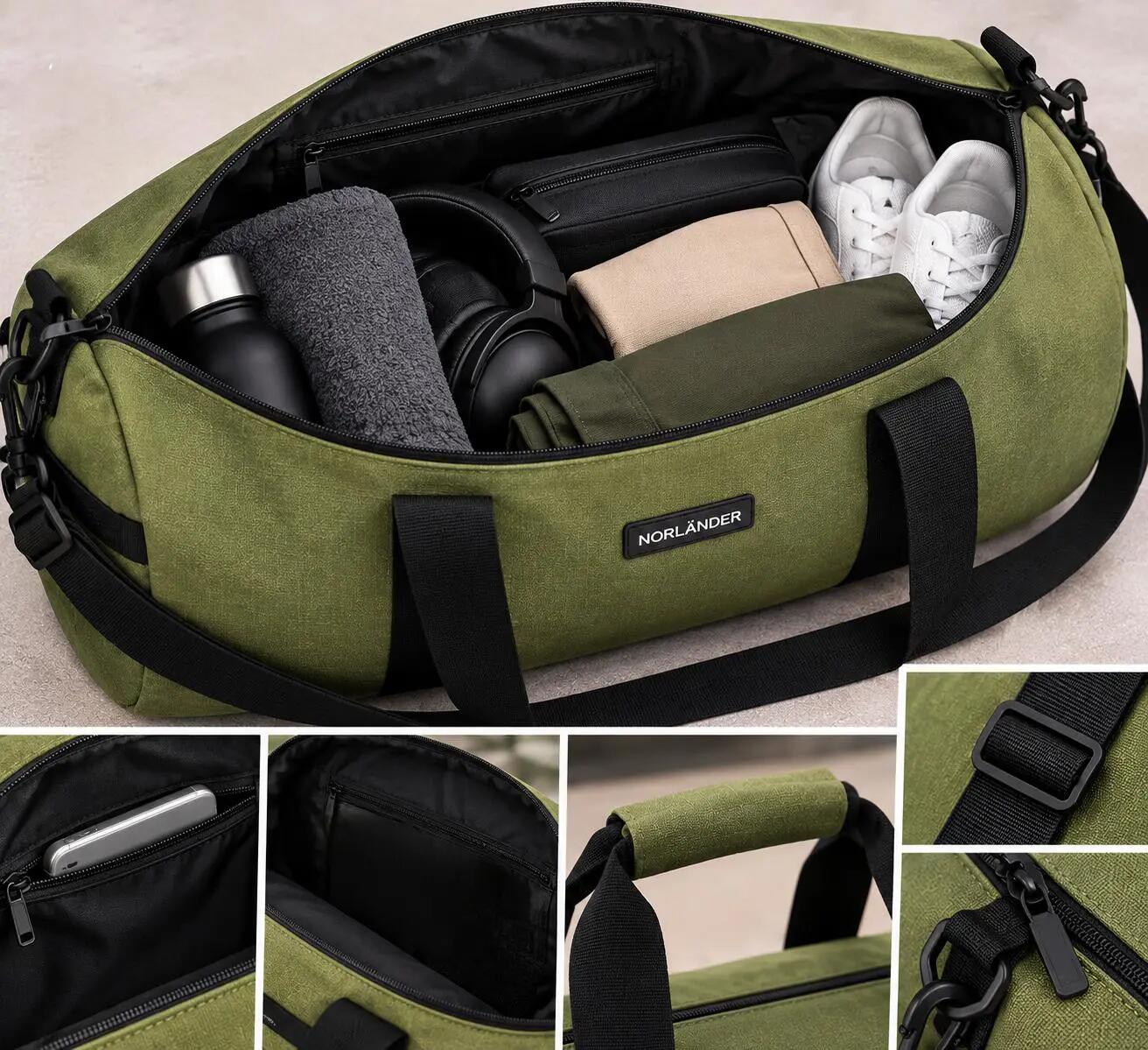 NORLÄNDER Outdoor Duffel Bag 27L Torba Sportowa Podróżna Weekendowa Zielona 4/7