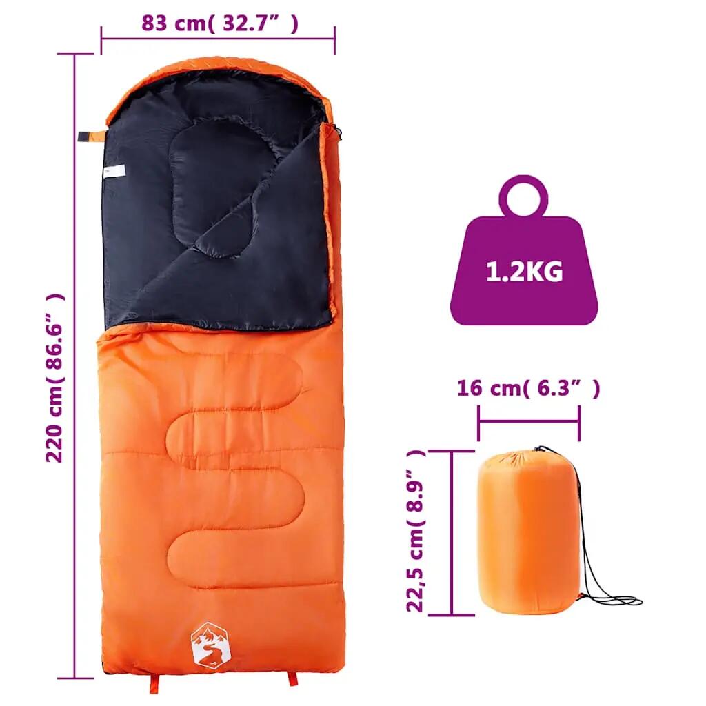 Sac de couchage adulte 3-4 saisons VidaXL 5-15°C orange noir 5/5
