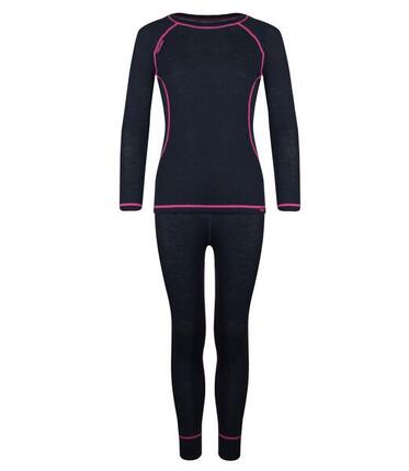 Kinder Unterwaesche Set Merino Anthrazit / Magenta