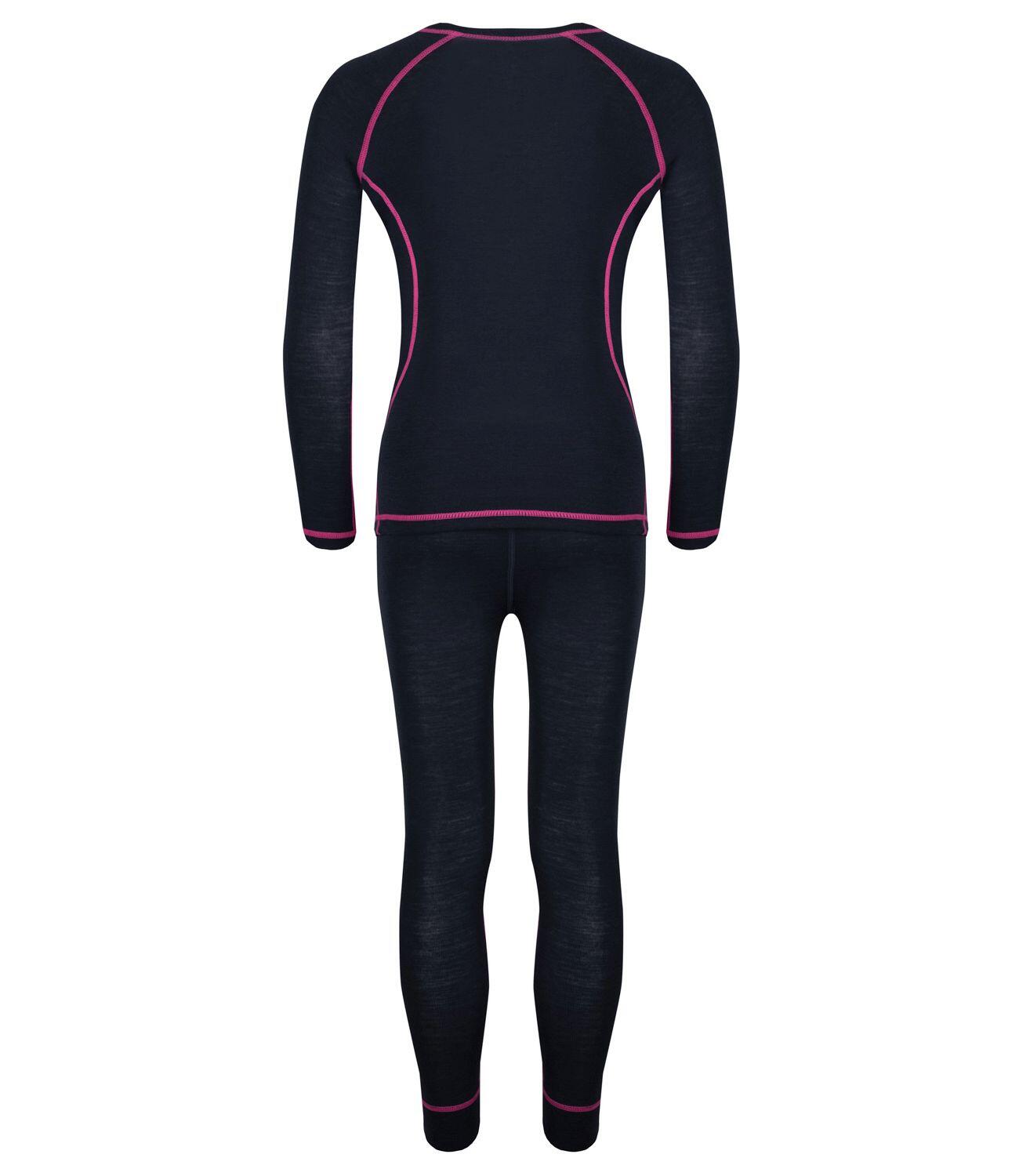 Kinder Unterwaesche Set Merino Anthrazit / Magenta 2/5