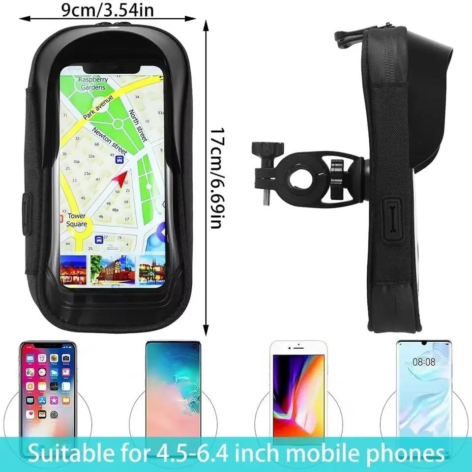 Support de téléphone pour vélo, étanche, avec pochette zippée rotative à 360° po 5/7