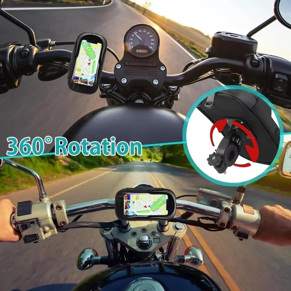 Support de téléphone pour vélo, étanche, avec pochette zippée rotative à 360° po 4/7