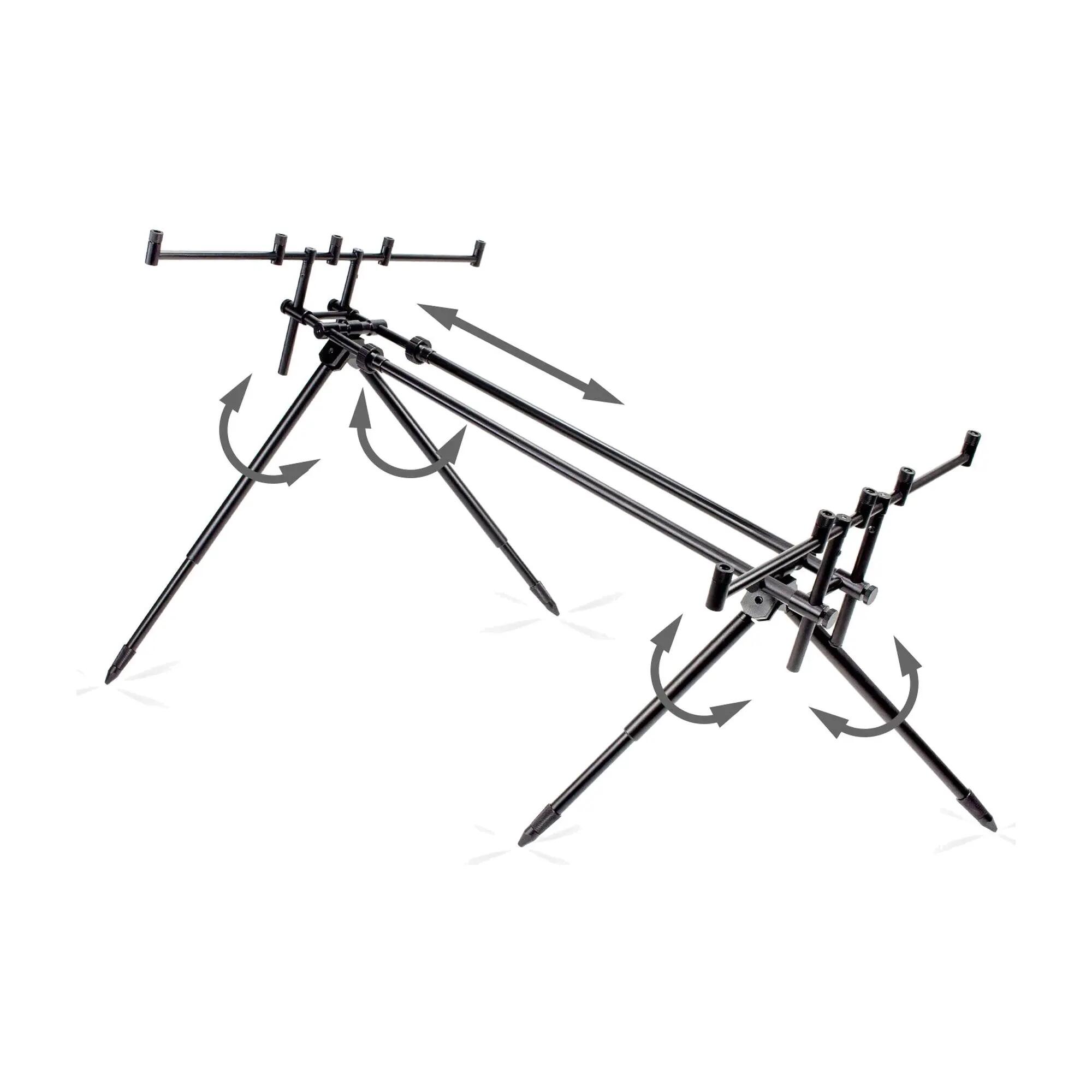 Karpfenangeln Rod Pod 4-Bein Aluminium für 5 Ruten verstellbar mit Tragetasche 5/5
