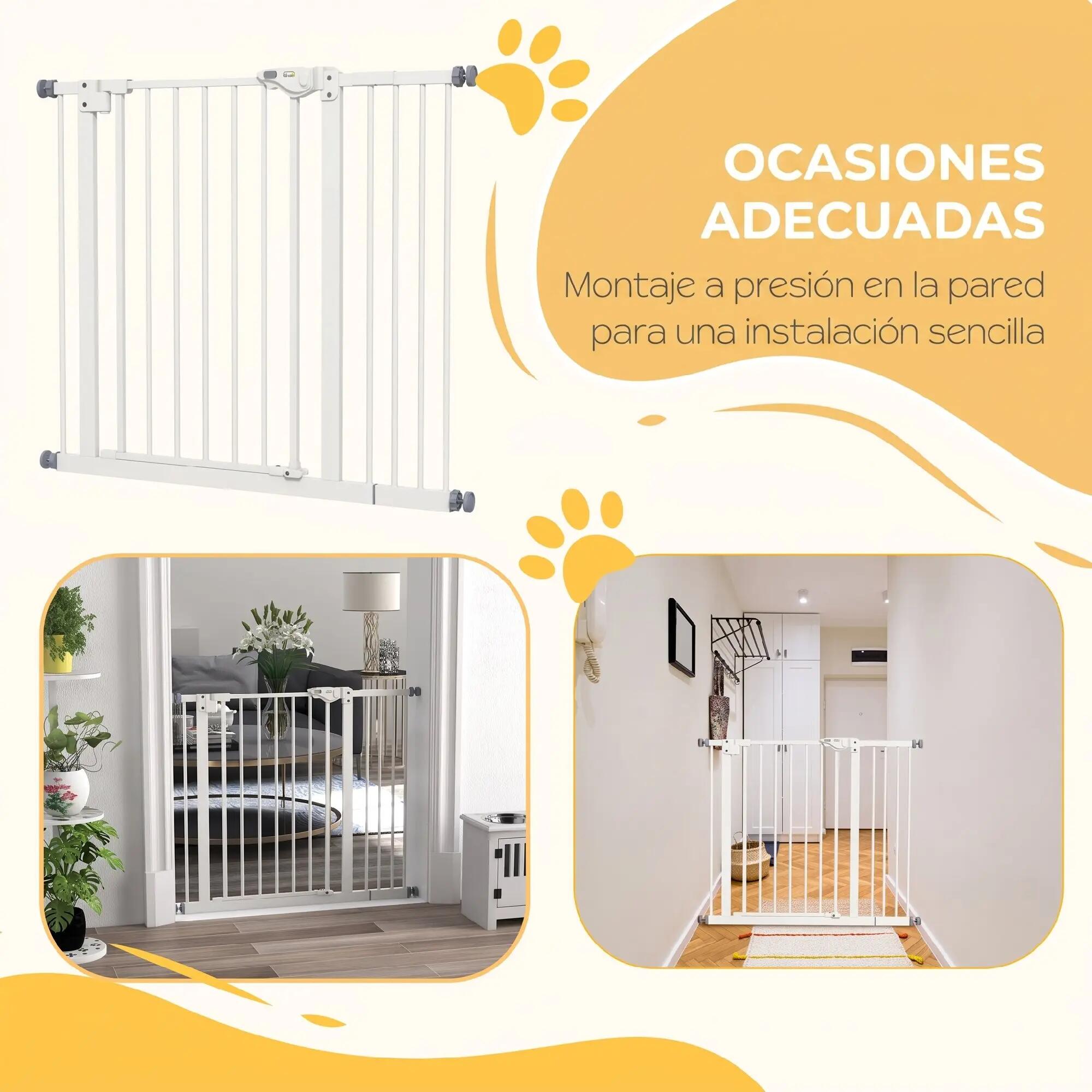 Barreira de segurança 94x2x77 cm branco PawHut 5/9