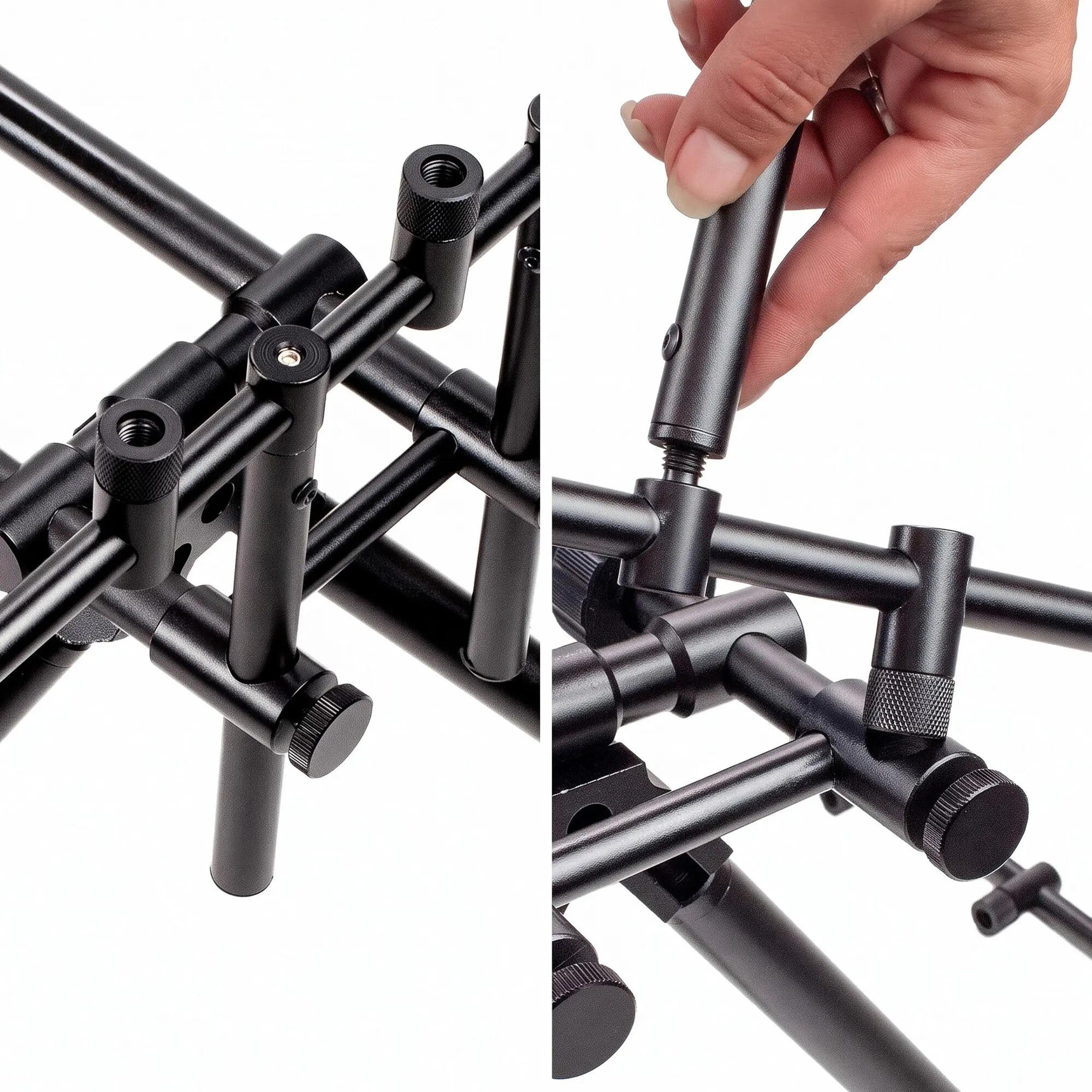 Karpfenangeln Rod Pod 4-Bein Aluminium für 5 Ruten verstellbar mit Tragetasche 3/5