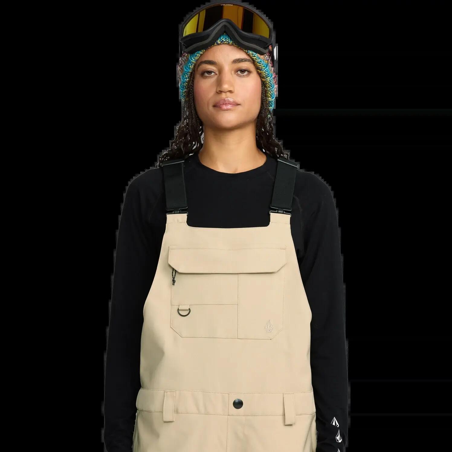 Pantalón de snowboard Volcom CRESTON 3D STRETCH BIB OVERALL Negro Beige 6/8