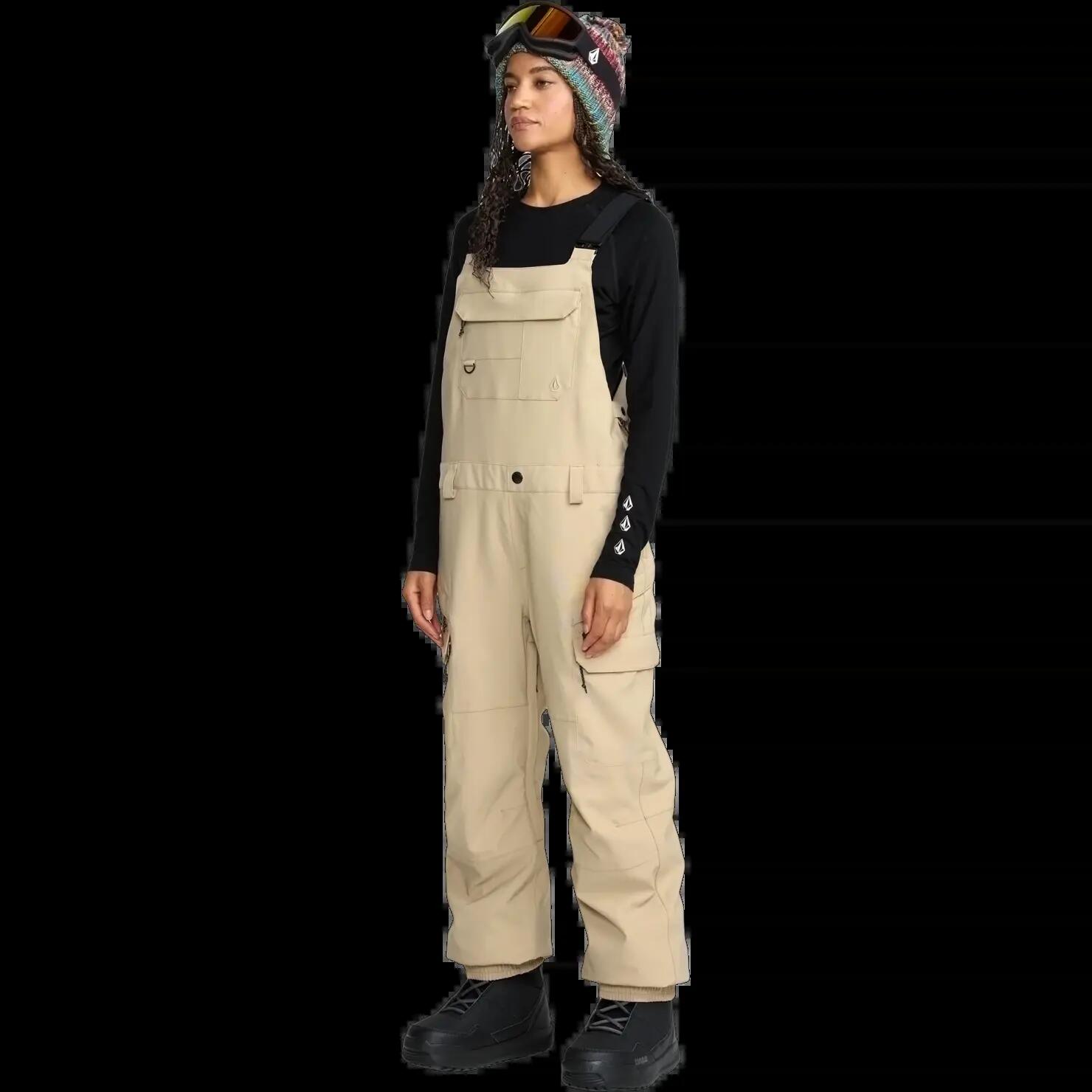 Pantalón de snowboard Volcom CRESTON 3D STRETCH BIB OVERALL Negro Beige 3/8