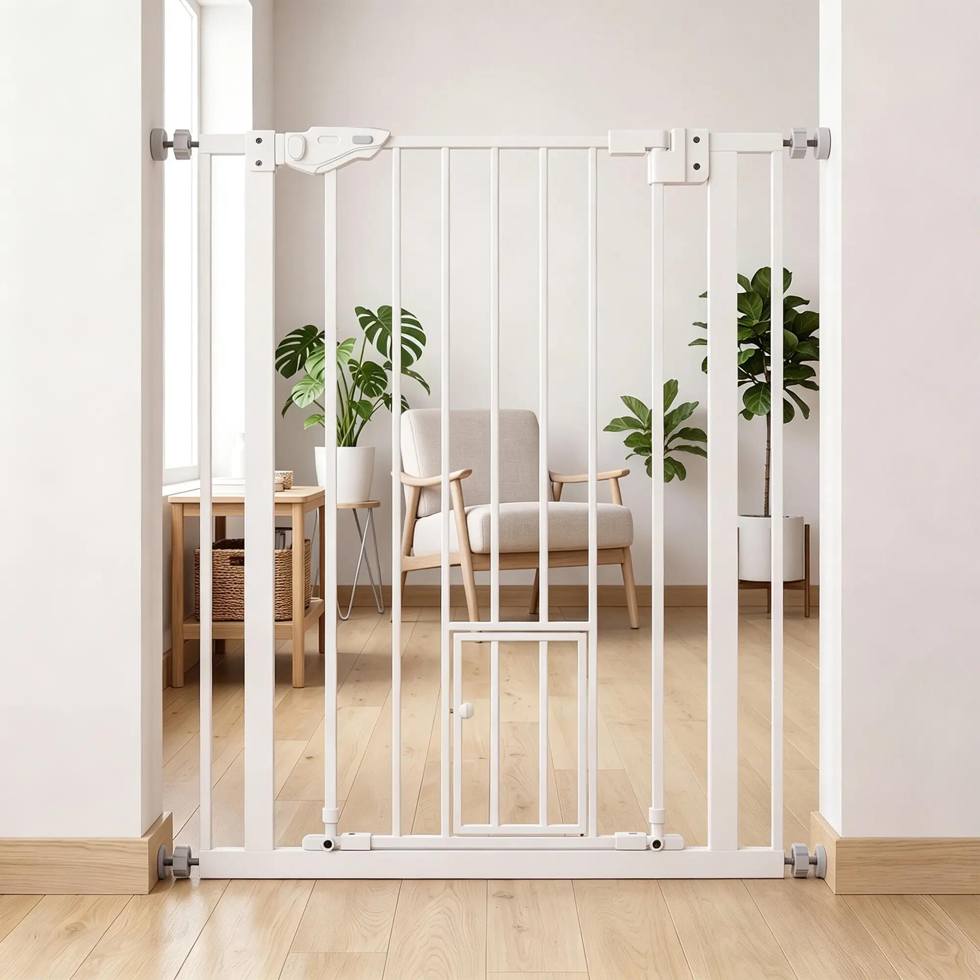 Barreira de segurança 80x3.5x104.1 cm branco PawHut 9/9