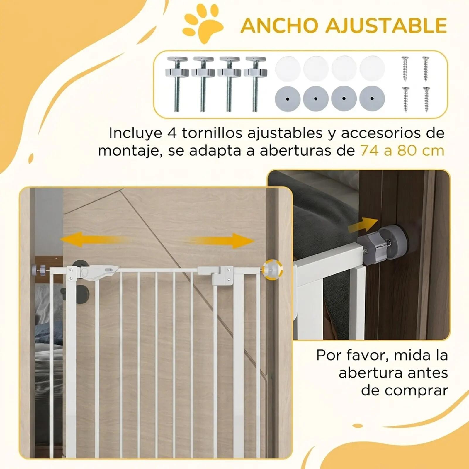 Barreira de segurança 80x3.5x104.1 cm branco PawHut 5/9