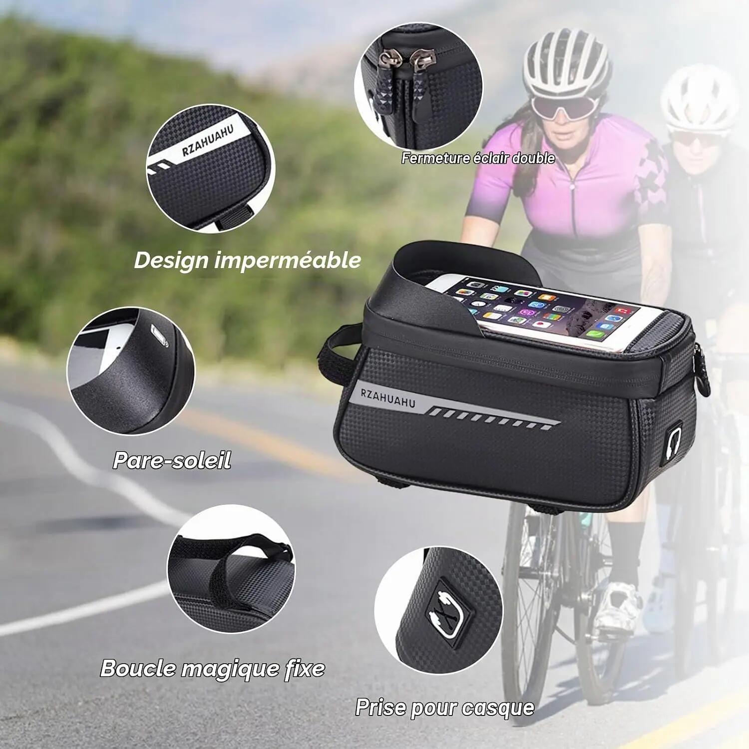 Sacoche de cadre étanche avec support tactile pour téléphone portable, compatibl 4/7