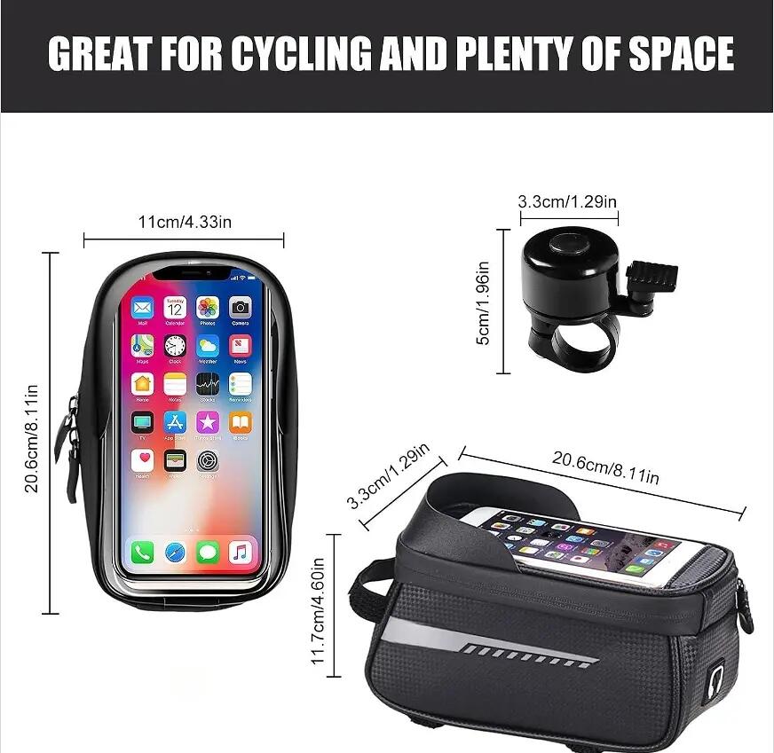 Sacoche de cadre étanche avec support tactile pour téléphone portable, compatibl 2/7