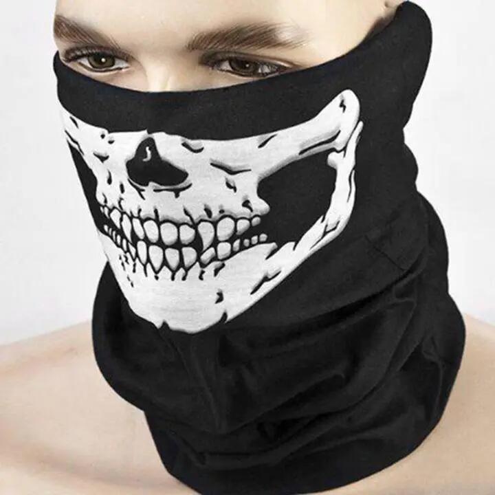 Masque multifonctionnel à motif de crâne, 49,5 x 25 cm, noir et blanc 4/6