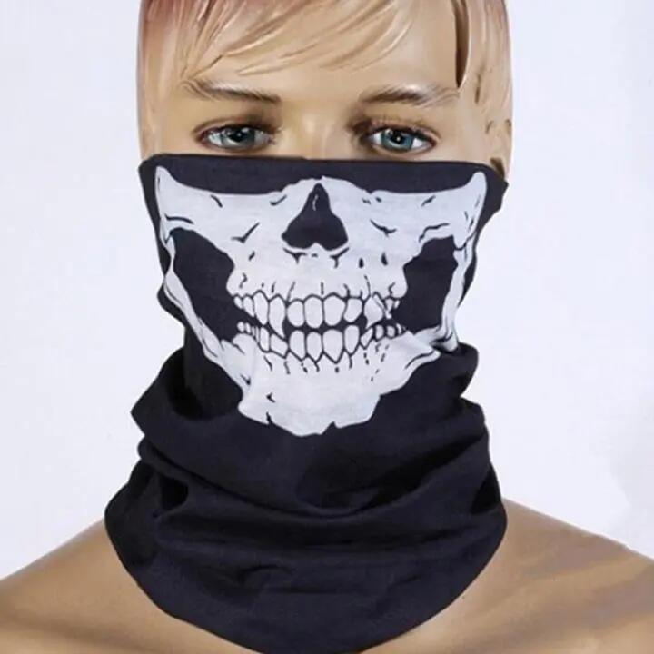 Masque multifonctionnel à motif de crâne, 49,5 x 25 cm, noir et blanc 3/6