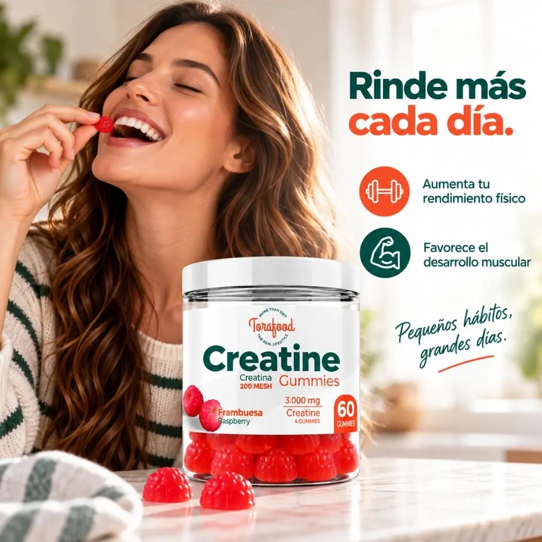 Gummies Creatine Monohidrate 60 Gominolas Sabor Frambuesa Torafood 2/3