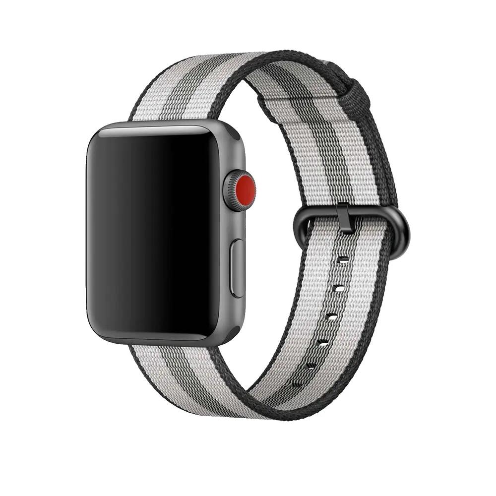 Pulsera Apple Watch Nylon Tejido Rayado Negro 1/1