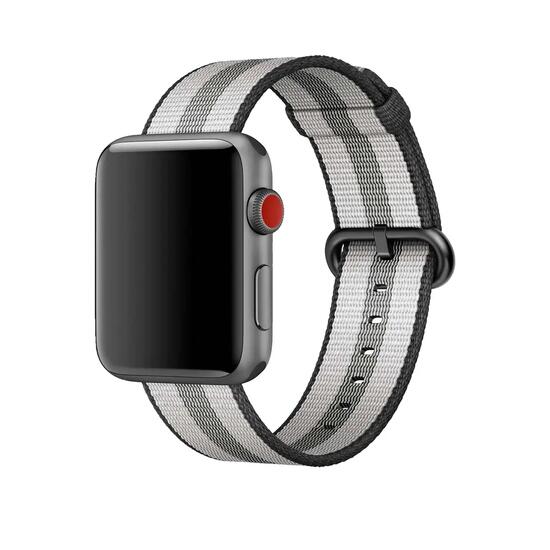 Pulsera Apple Watch Nylon Tejido Rayado Negro