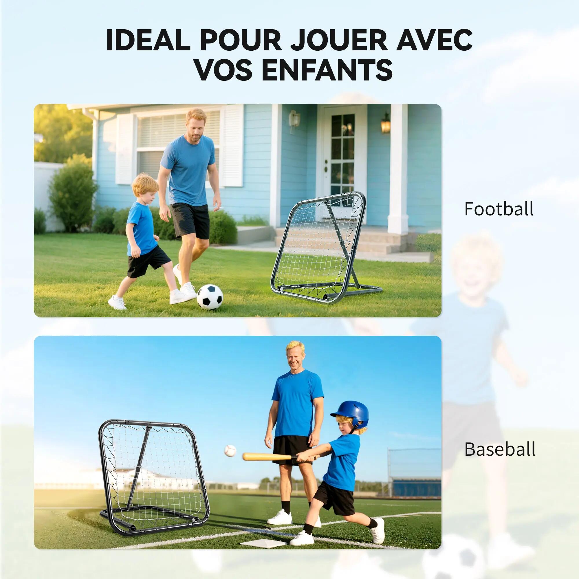Filet de rebond de football rebondisseur de football réglable pliable portable 9/9