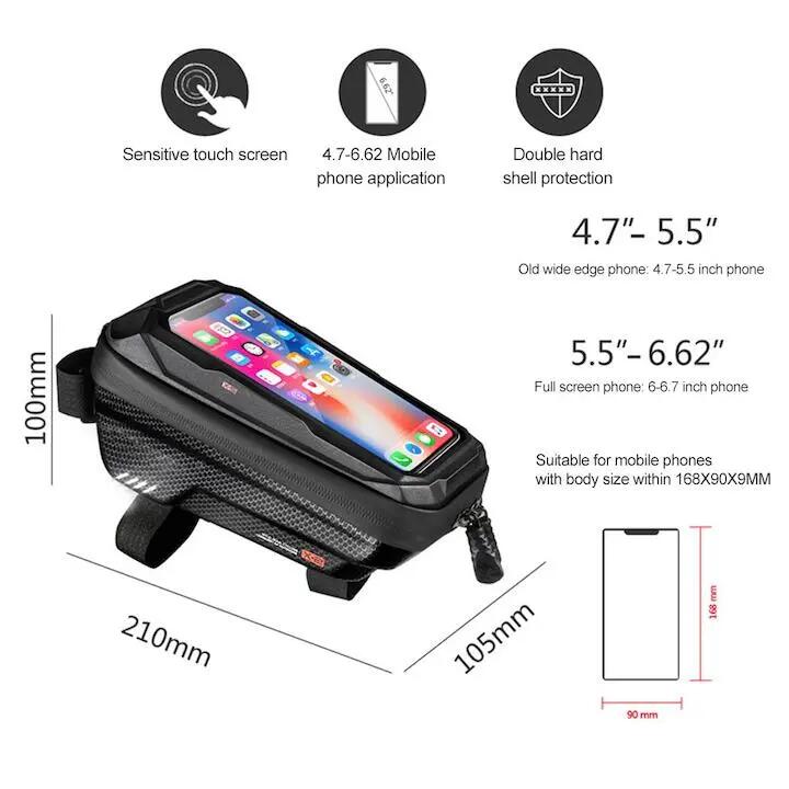 Support de téléphone pour vélo, compatible avec les écrans tactiles, étanche, de 3/6