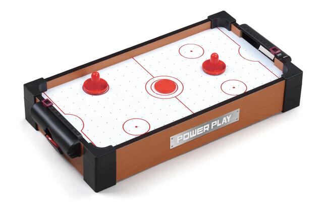 TOYRIFIC Power Play 16" Table Top Air Hockey Game, Wooden Outdoor Indoor Game