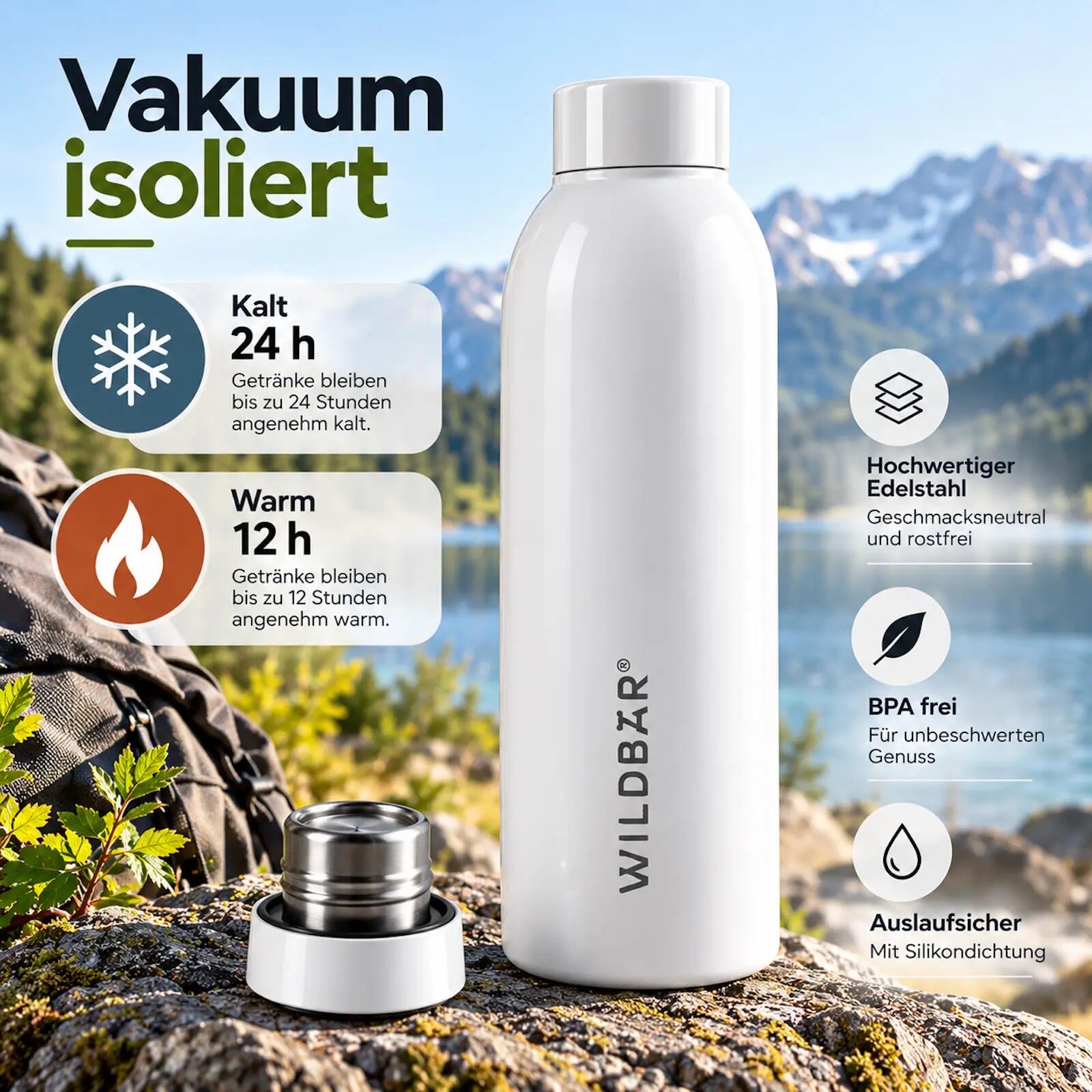 Trinkflasche aus Edelstahl isolier Flasche 500 ml Doppelwandig Sportflasche 4/7