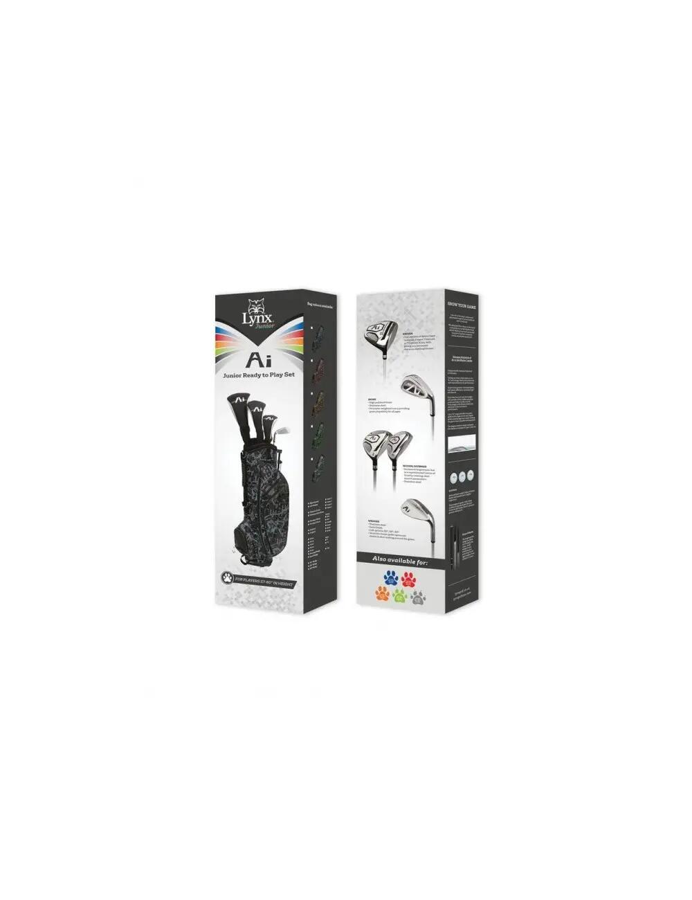Lynx Conjunto de Golfe Junior de 6 tacos para 60–63" (154–165 cm), Prateado 3/8