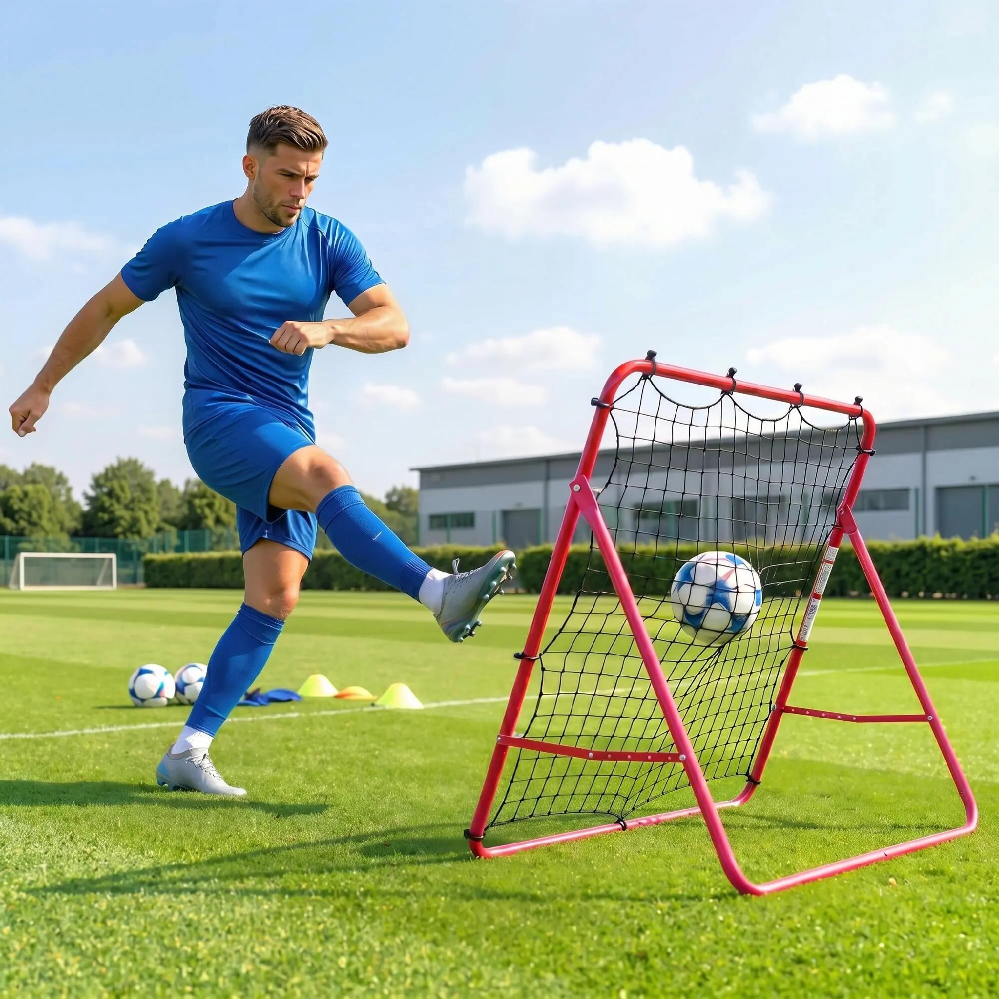 Filet de Rebond Football Portable, 5 Angles Réglables en Acier et Nylon à 9/9