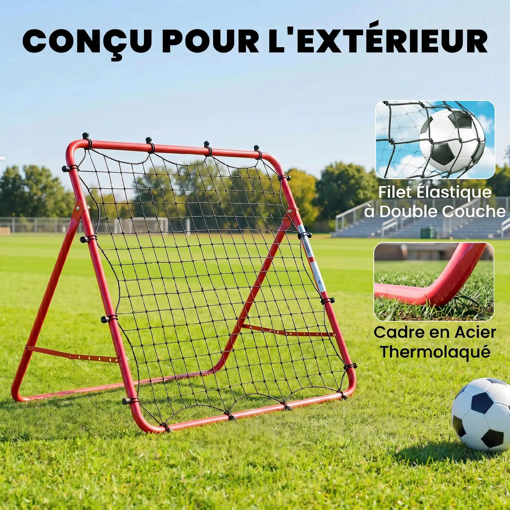 Filet de Rebond Football Portable, 5 Angles Réglables en Acier et Nylon à 7/9