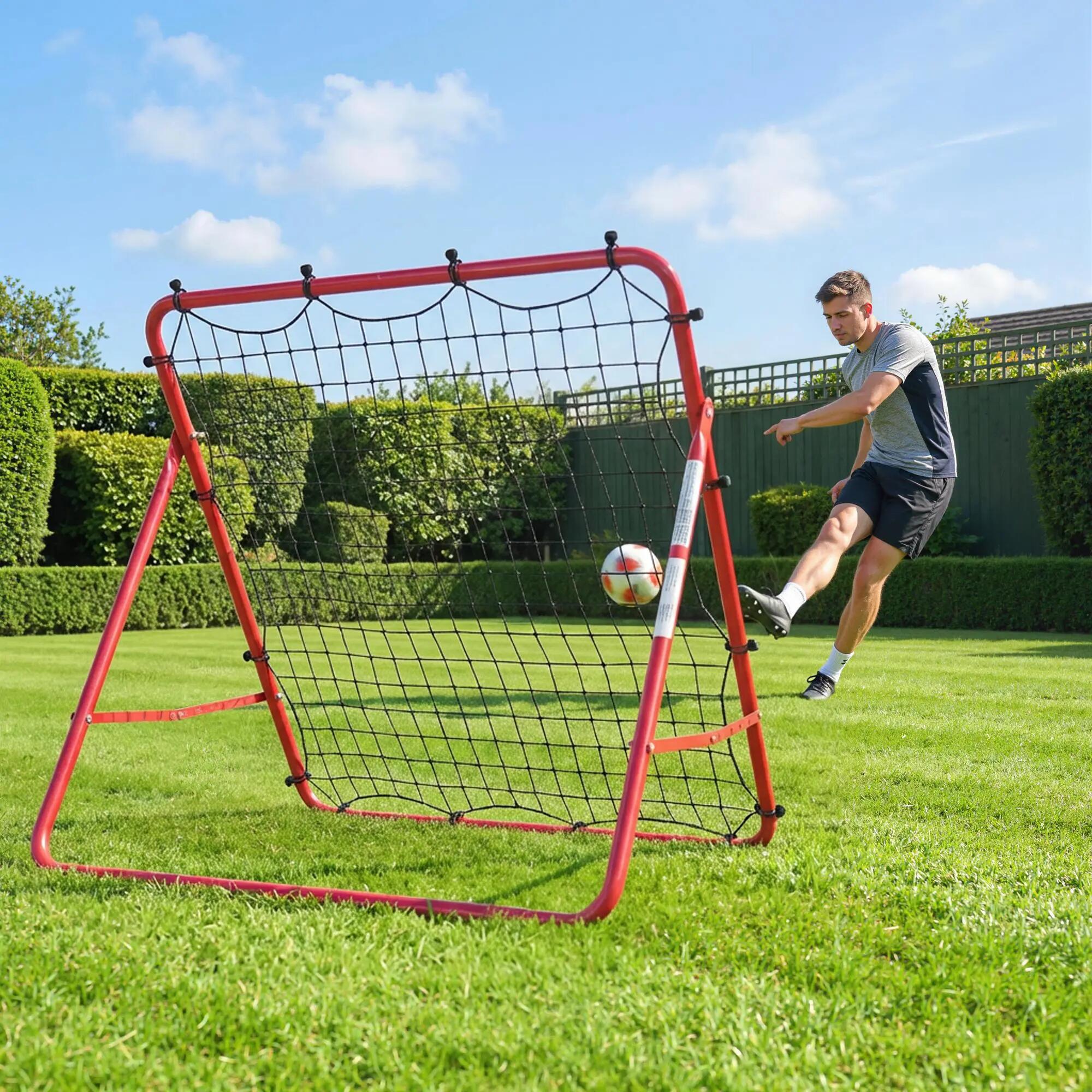 Filet de Rebond Football Portable, 5 Angles Réglables en Acier et Nylon à 4/9