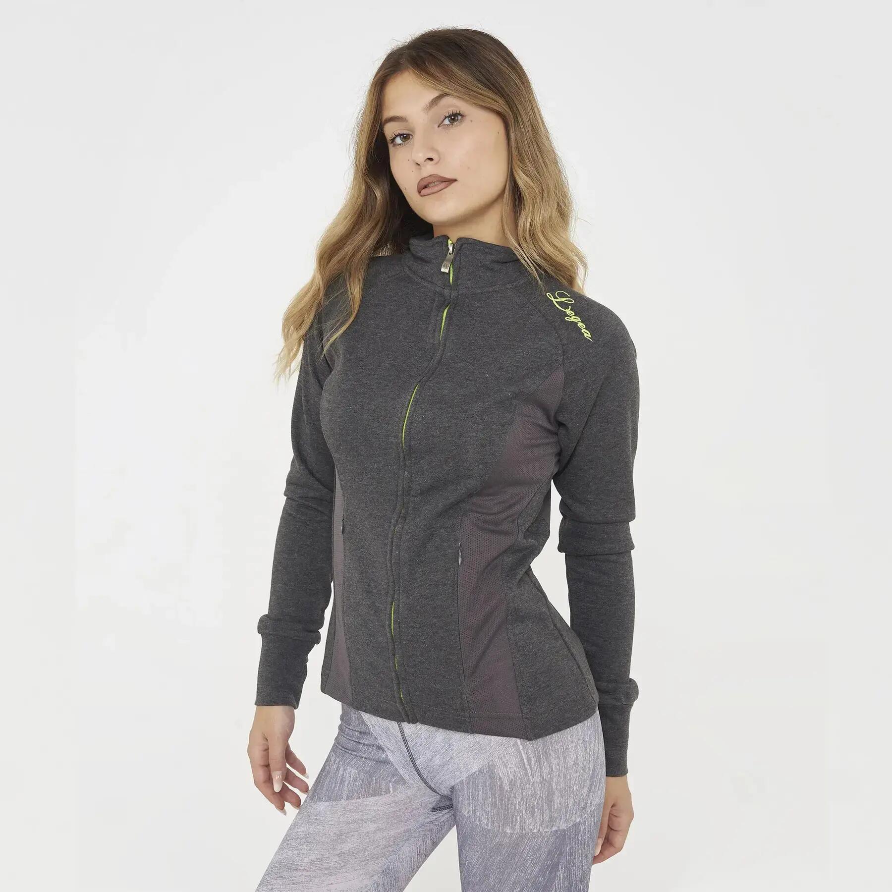 Felpa Dafne da training con zip e cappuccio grigio melange scuro 4/4