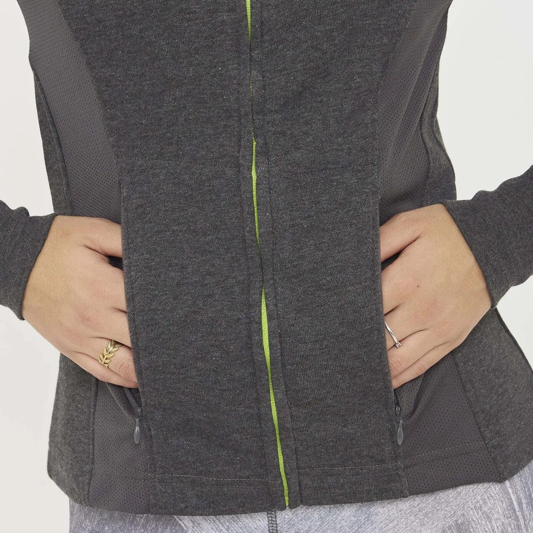 Felpa Dafne da training con zip e cappuccio grigio melange scuro 3/4