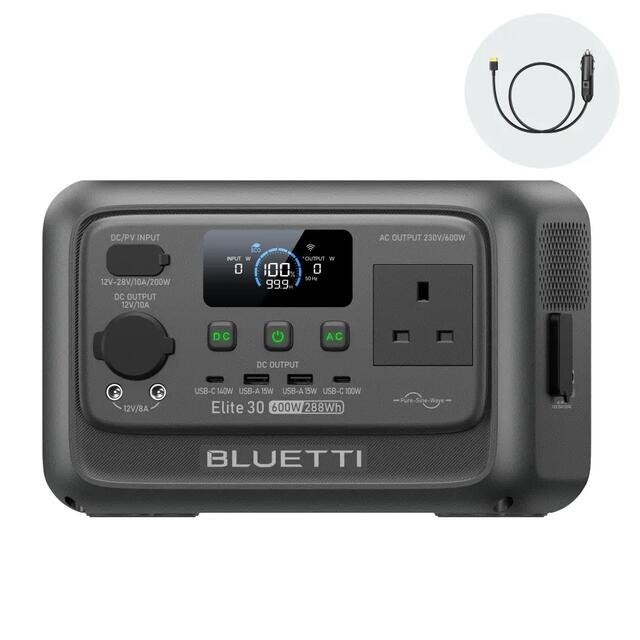 BLUETTI Portable Power Station Elite 30 V2 288Wh/600W Solar Generator for Camping/Trip